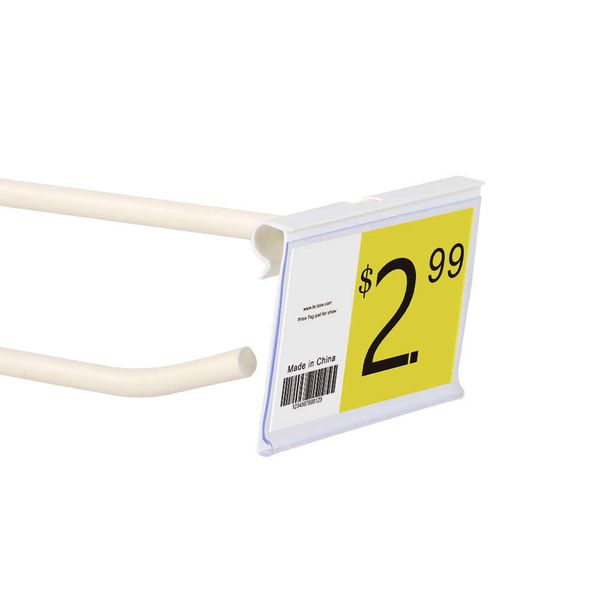 6-8-10x4-4.5cm Pvc Plastic Price Tag Sign Label Display Holders Clips For Supermarket Shelf Hook Rack In White-clear 100pcs