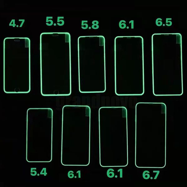 Screen Protector For iPhone 15 Pro Max 14 Plus 13 Mini 12 11 XS XR X 8 7 SE 3D Fluorescent Luminous Glowing Explosion Tempered Glass Full Gl