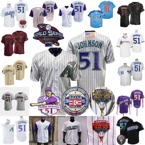 Randy Johnson Jersey 2001 WS Retirement hall of fame patch 1999 Turn Back Pinstripe Green Navy White Cream Pinstripe Fans Vintage Size S-3XL