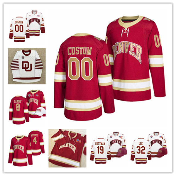 Custom Ncaa Frozen Four Denver Pioneers DU Hockey Jersey Bobby Brink Carter Savoie Cole Guttman Brett Stapley Carter Mazur Mike Benning Massimo Rizz
