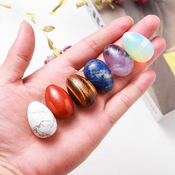 Natural crystal 30MM Egg stone Red Agate rose Pink quartz Healing Reiki Gemstone Collection FlowerPot Home Decoration