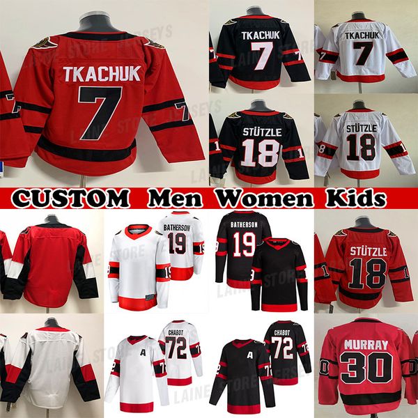7 Brady Tkachuk Jersey 72 Thomas Chabot 18 Tim Stützle 28 Connor Brown 30 Matt Murray 19 Drake Batherson Custom Mens Womens Youth Any Name A