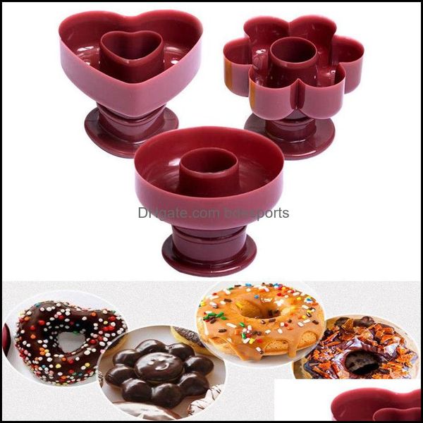 Baking Mods Bakeware Kitchen Dining Bar Home Garden Plastic Donut Mod Portable Donuts Maker Manual Waffle Dispenser Doughnut Hine Lightwe