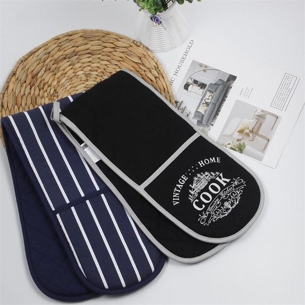 Cotton Siamese Anti-scalding Gloves Microwave Oven Thickened Bake Mat Holding Thermal Glove Headed Double Siamese Pot Insul J4Y8 220510