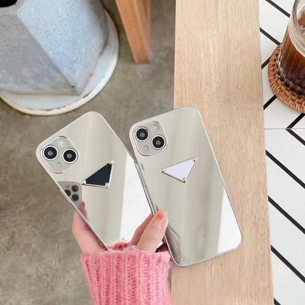 Luxury Mirror Phone Cases for iPhone 16 Pro Max 15 ProMax 14 13 12 11 Pro XS Max XR X 16 Plus Back Shell Glossy Plating Silver Acrylic Mirro
