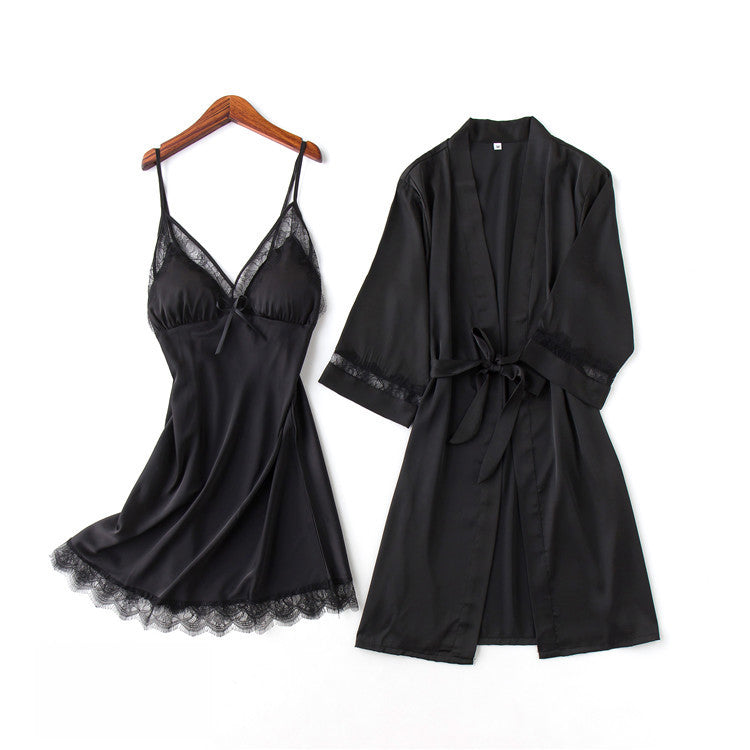 UNLIMON Sleepwear Womens Nighties Silk Nightgown Ladies Pjs Lace Girls Robes Night Dress For Women Satin Lace Dressing Gown Summer