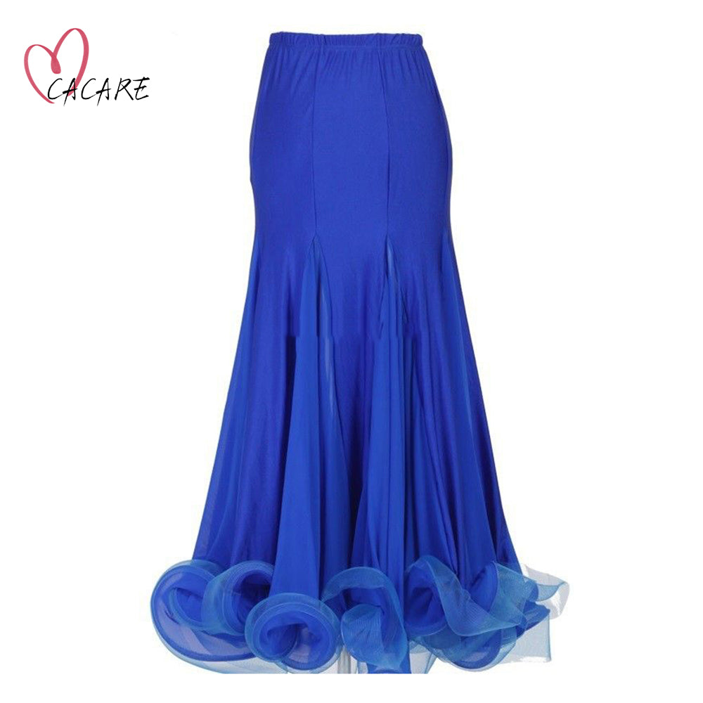 CACARE Ballroom Dance Skirts for Dress Stage Wear Elegant Women Dancing Skirt with Fish Bone Big Hem Flamenco Skirts 7 Colors D0530