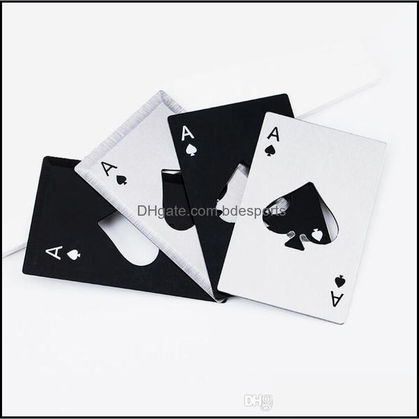 New Stylish Black Beer Bottle Opener Poker Playing Card Ace Of Spades Bar Tool Soda Cap Gift Kitchen Gadgets Tools Lx5804 Drop Delivery 2021