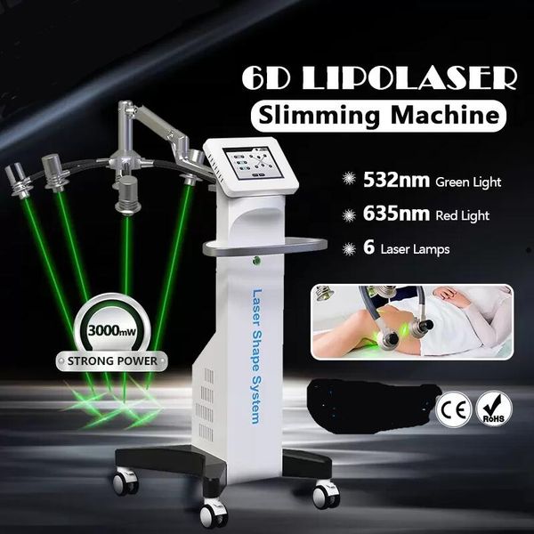 2022 New arrival 532nm 6D Lipolaser Body Shape Slimming Machine 635nm red green light therapy Lipolysis Abdomen Fat Reduction Weight Loss la