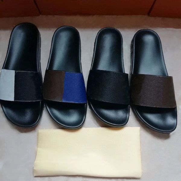 Designer Waterfront Mule Slipper Men Women Rubber Leather Slides Sandal Summer Beach Fashion Slippers with Box Outdoor Casual Shoes US12 NO3