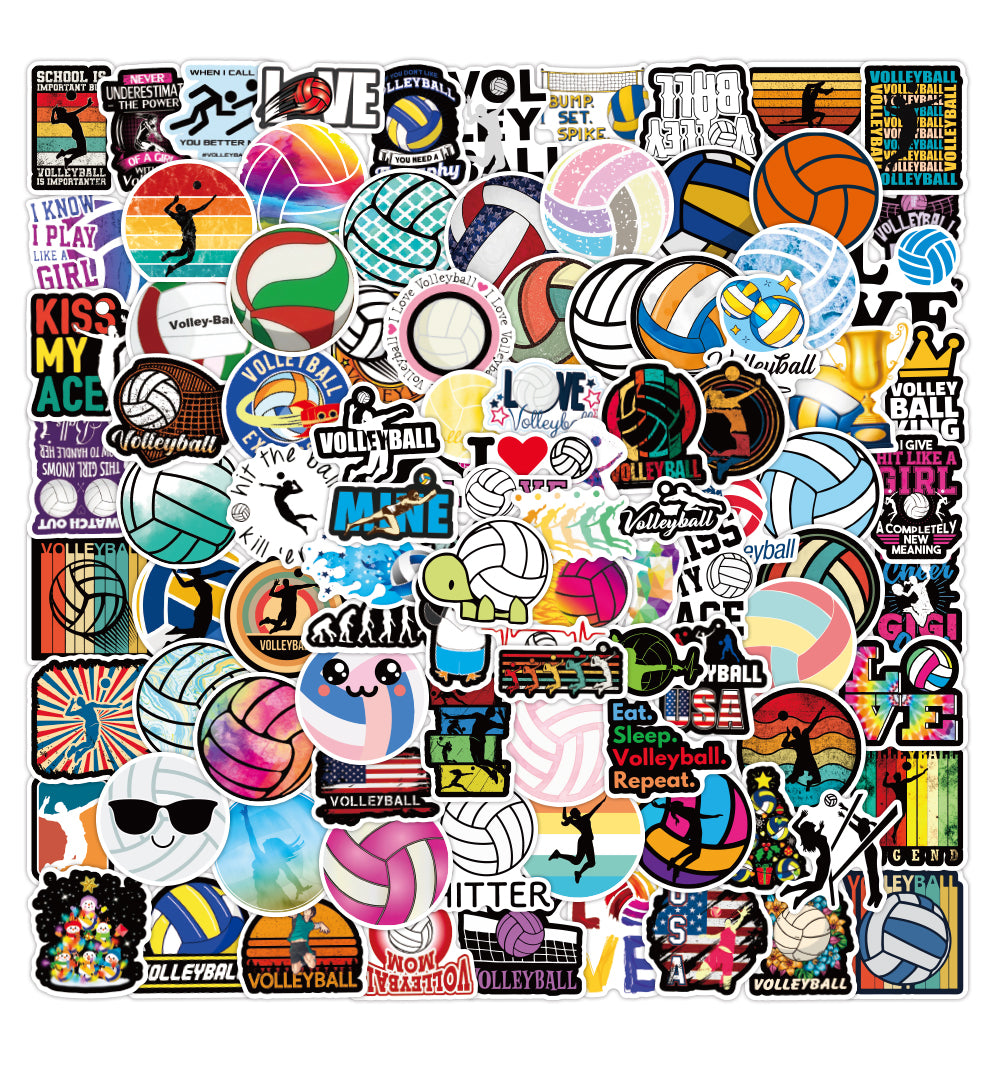50PCS Cartoon Volleyball Sports Doodle Car Stickers For Kid Water Bottle Luggage Notebook Reward Toys Wholesale Waterproof