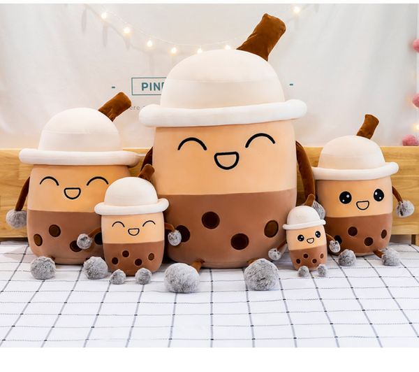 20cm Cute Plush Dolls Fruit Drink Stuffed Soft Pink Strawberry Milk Tea Cup Plush Boba Toy Foam Pillow Cushion Children&#039;s And Valentine