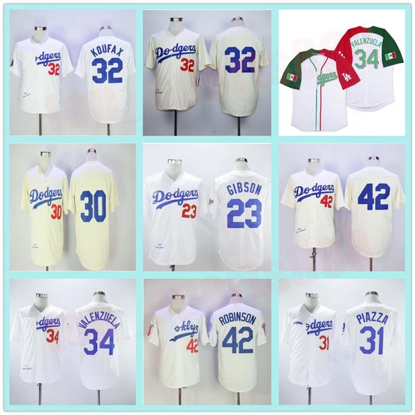 Men Women Youth Vintage Jerseys 42 Jackie Robinson 4 Babe Herman 23 Kirk Gibson 32 Sandy Koufax Dodger 34 Fernando Valenzuela 30 Maury Wills