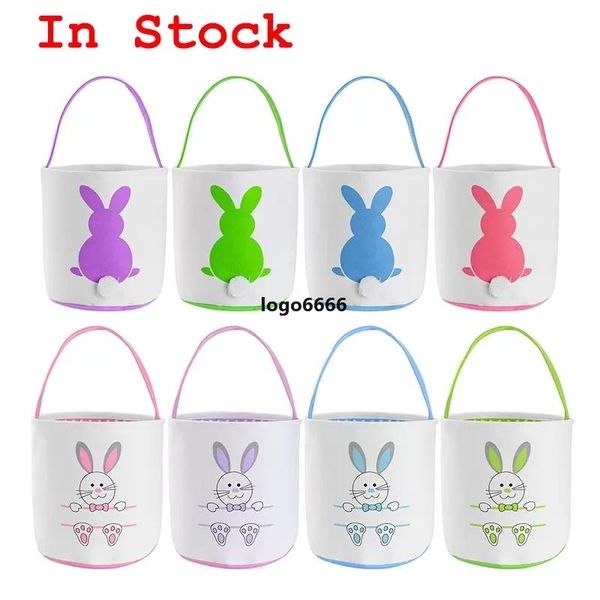 Easter Basket Festive Cute Bunny Ear Bucket Creative Candy Gift Bag Easters Rabbit Egg Tote Bags With Rabbit Tail 27 Styles