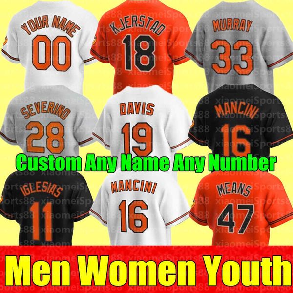 New Men Women Youth Trey Mancini Jersey 19 Chris Davis Eddie Murray Dj Stewart 8 Cal Ripken Jr. 2 Freddy Galvis Hanser Alberto Orioles