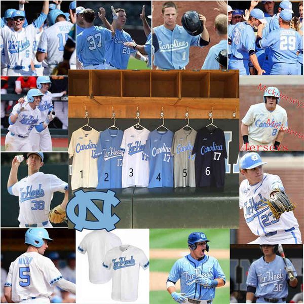 Xflsp 2022College Custom UNC Stitched Baseball Jersey 20 Alex Ritzer 23 Alberto Osuna 6 Tyler Causey 11 Reece Holbrook 40