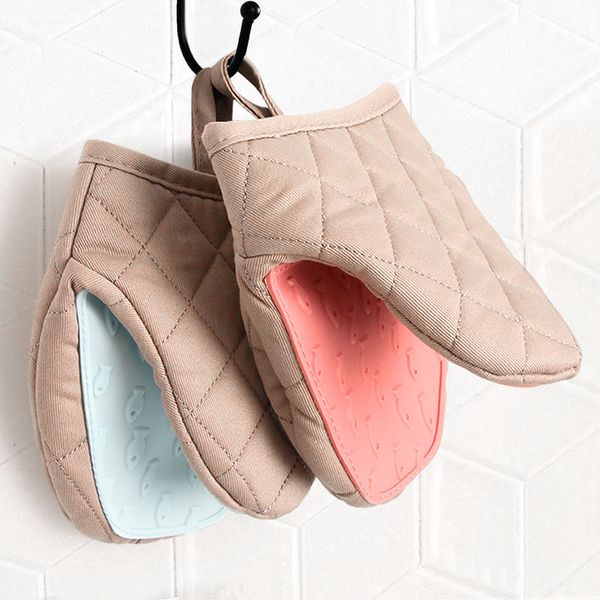 One Piece Silicone Oven Mitts Anti-scald Gloves Kitchen Baking Microwave Tray Tableware Bowl Rack Thickened High Temperature Insulation Hand