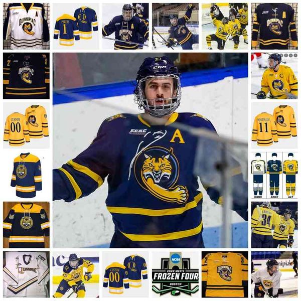 Xflsp 2022 College Frozen Four Custom QU Quinnipiac Bobcats Hockey Jersey 7 Marcus Chorney Jerseys 8 Nick Bochen 10 Ethan de Jong (A) 11 Wya