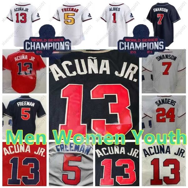 2022 Men Women youth 13 Ronald Acuna Jr. 5 Freddie Freeman jerseys 7 Dansby Swanson Deion Sanders 27 Austin Riley 1 Ozzie Albies bRavee