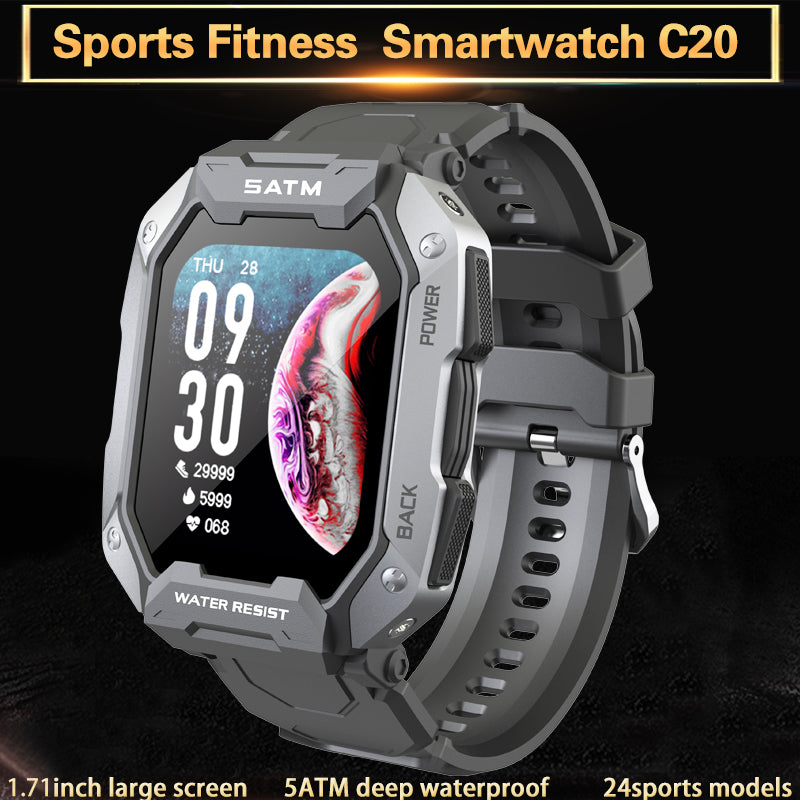 Smart watch C20 SmartWatch Android Men Women Sports Fitness Tracker 1.71inch 280*320pixel RAM512 ROM512 380mAh IP68 Custom Dial 28Sports Modes 5ATM