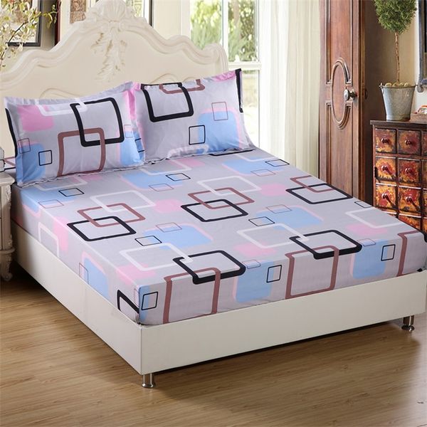 3pcs Mattress Cover Set with Pillowcase Cartoon Kids Fitted Sheet Elastic Queen-King Size Protector Bed 220514