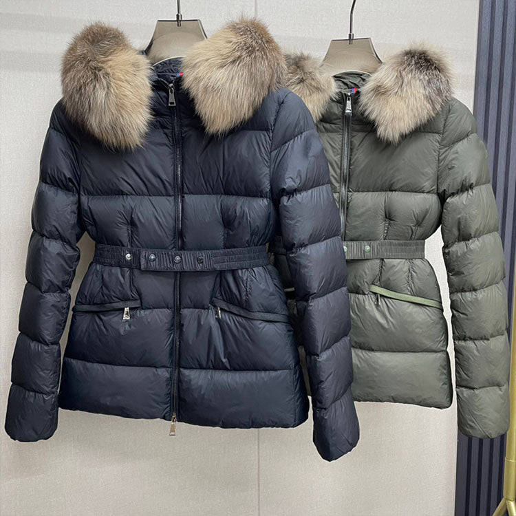 Women&#039;s Down Puffer Jacket Fashion Hooded Casual Warm fox fur collar slim fit Short Parkas Female Coat Winter Jaqueta Feminina Outerwear