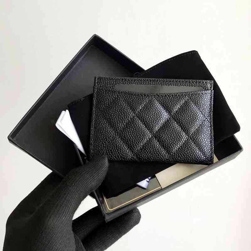 Card Holders Lingge xiaoxiangfeng luxury high quality leather ID Credit Clip zero wallet cowhide caviar card bag HEFW