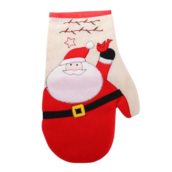 Christmas Baking Heat-Resistant Oven Mitts Kitchen Grilling Anti-scalding Oven Gloves Santa Claus Snowman Tray Pot Dish Bowls Mitt Holder Gi