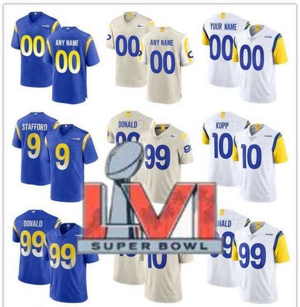 LAR Custom Mens Women Youth Kids American Football Jersey Any 32 Teams Player Game Jersey All Stitched Wholesale Sport Athletic Wear Size Em