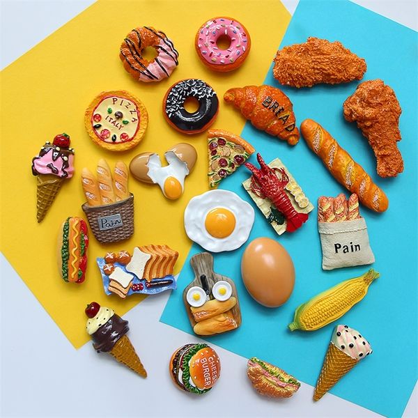 Creative simulation food 3D fridge magnets Sweet cone fried chicken leg hamburger magnetic decoration magnet refrigerator paste 220426