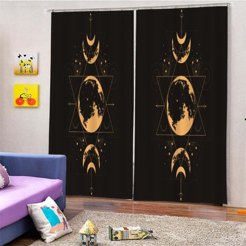 Curtain & Drapes Witchcraft Curtains For Living Room Magic Sun Moon Kitchen Graphic Hand Hippie Home Decor Dropship