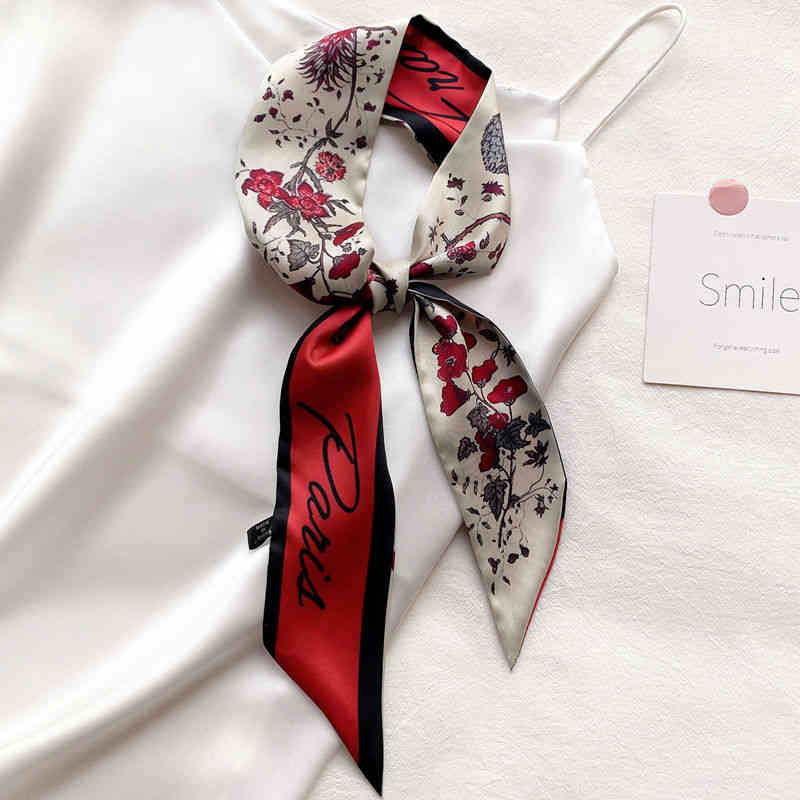 Designer Silk Head Bag Hair Scarf South s Literature and Art Slender Narrow Scarf Womens Floral Decoration Scarves Small Scarf Hair Band Bandage Rib