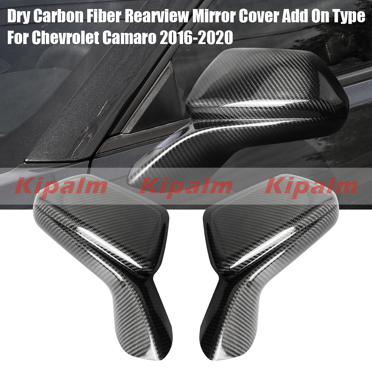 1 Pair Dry Carbon Fiber Rearview Car Mirror Cover Add On Type For Chevrolet Camaro
