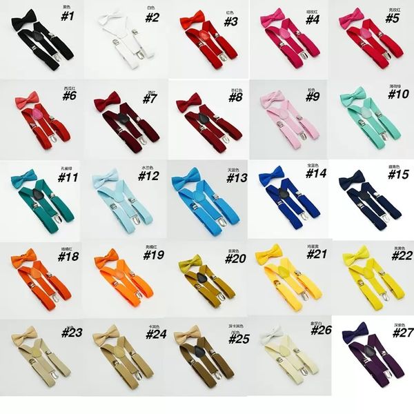 34 Color Kids Suspenders Bow +Tie Set Boys Girls Braces Elastic Y-Suspenders with Bow Tie Fashion Belt or Children Baby Kids Stock
