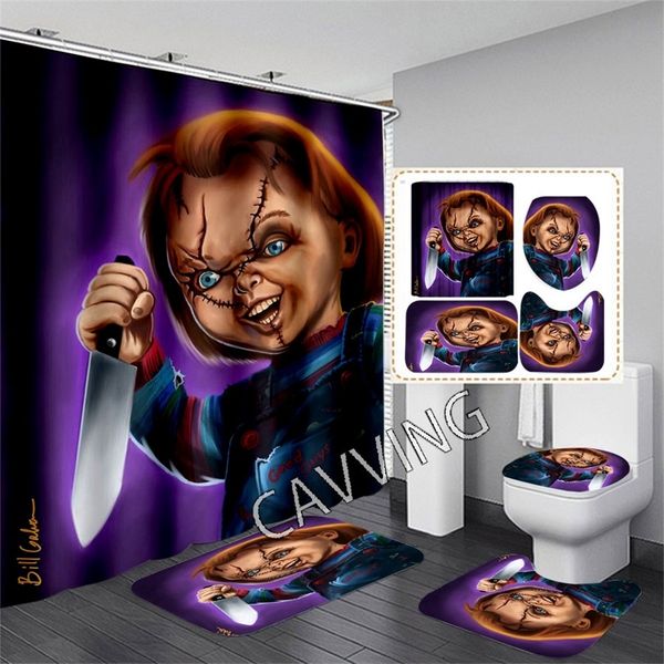 CAVVING 3D Print Funny CHUCKY Shower Curtain Waterproof Bathroom Anti-slip Bath Mat Set Toilet Rugs Carpet Home 220429
