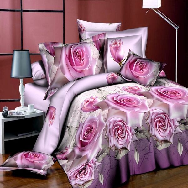 Bedding Set Home Textile Grinding 3D Sheets 4 Sets octive Printing Dyeing Bedspread Oversized Down Quilt Soft Red Bedclothes 220429