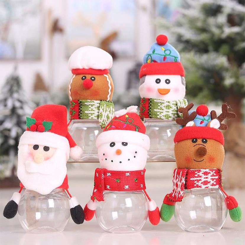 Plastic Candy Jar Christmas Theme Small Gift Bags Christmas Candy Box Crafts Home Party Decorations Wholesale sxa30