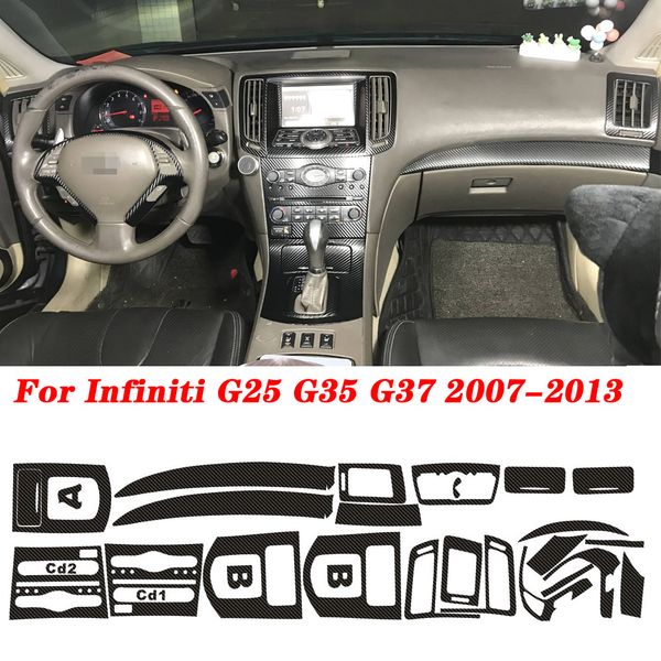 For Infiniti G25 G35 G37 2 Door coupe Car-Styling New 5D Carbon Fiber Car Interior Center Console Color Change Molding Sticker Decals
