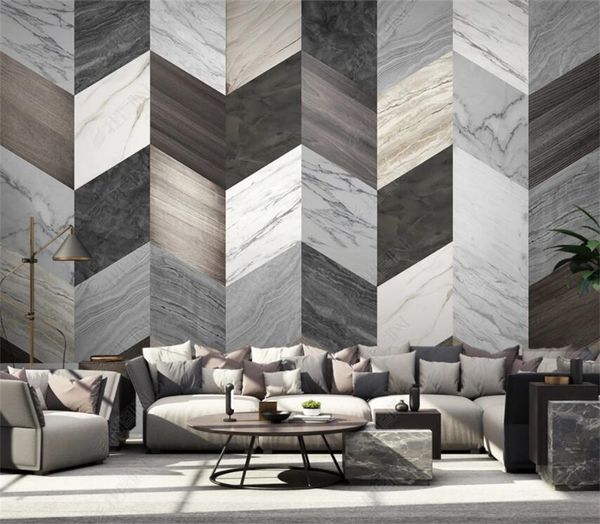 Modern 3D Solid Geometric Stone Wood Grain Custom Wallpaper Home Decor Mural Bedroom Decor Wallpaper 3D Wall Paper