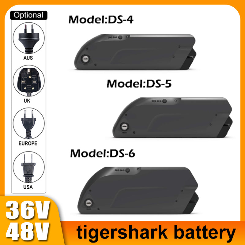 Tiger Shark 36V 10.4Ah 13Ah 18Ah 48V 12Ah 15Ah Ebike Lithuim ion Battery PACK Electric Bicycle Batteries For Scooter Tricycle Fat Bike Motor Kit