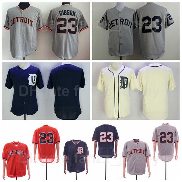 Men Vintage 23 Cam Gibson Baseball Jerseys Retro 1984 Retire Navy Blue Black White Grey Orange Beige Team Cool Base Pullover All Stitched Fl