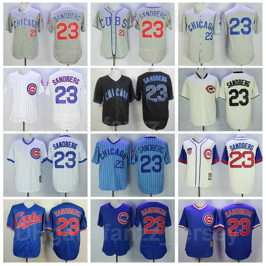 Men Vintage Baseball 23 Ryne Sandberg Jerseys Retro 1909 1942 1969 1984 1994 Flexbase Cool Base Pullover Pinstripe Team Color Retire Cooperstown Goo