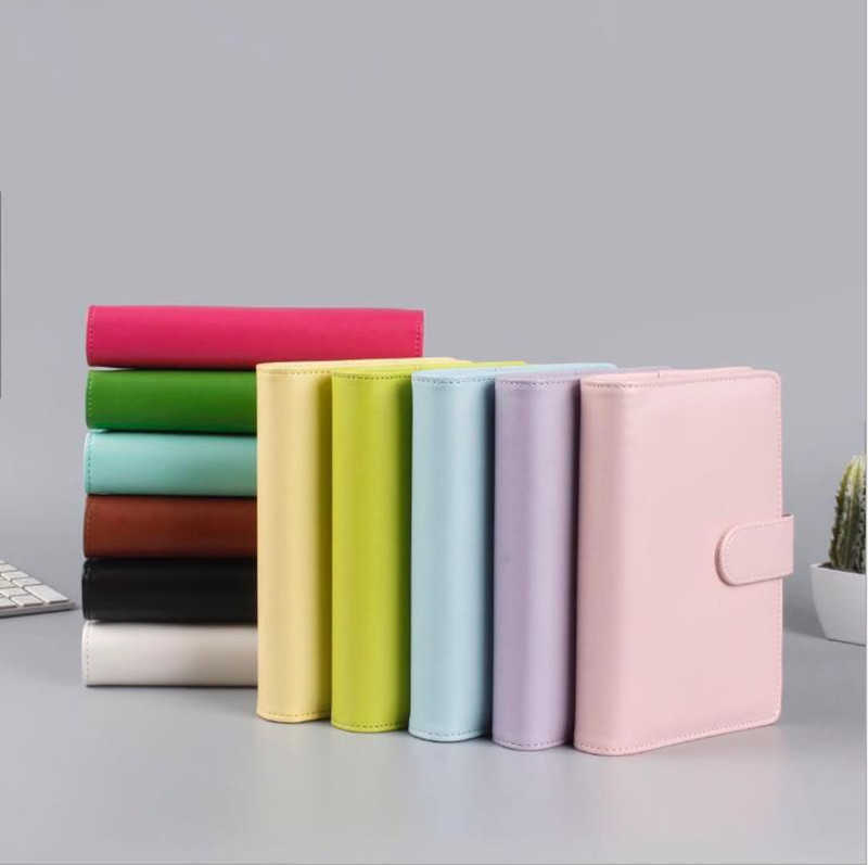 A6 Notebook Binder Wholesale 6 Rings Spiral Business Office Planner Agenda Budgets Binders Macaron Color PU Leather Cover Binder Pockets