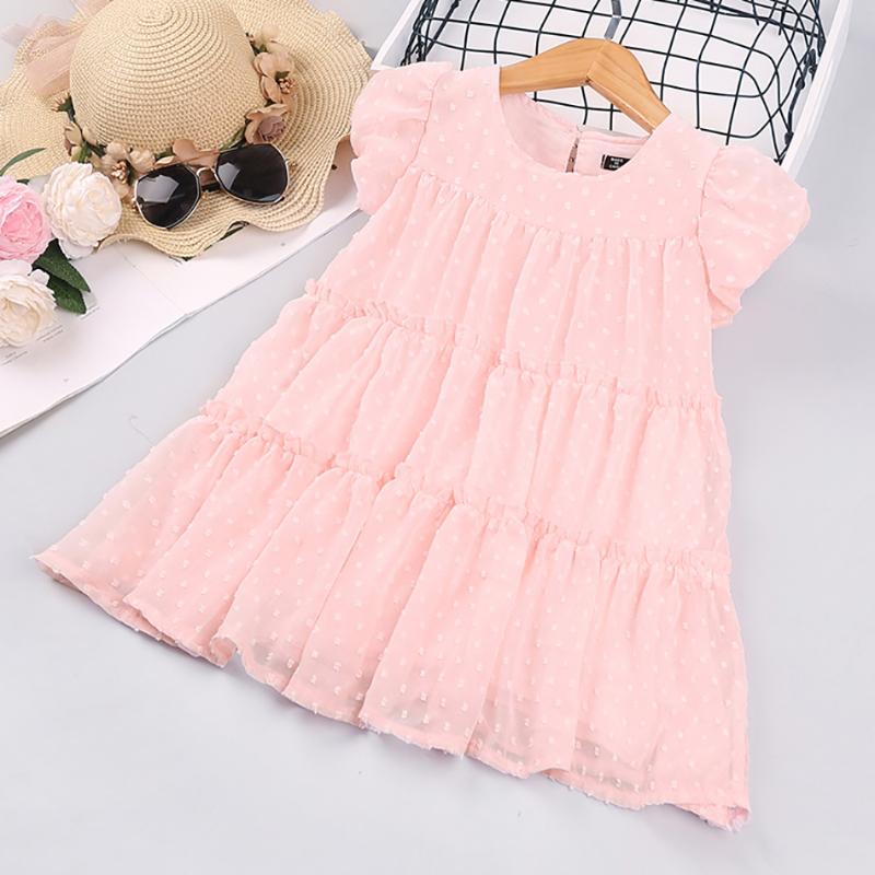 Girl&#039;s Dresses Girls Clothes Summer Dress Solid Pink Tulle Beauty Princess Kawaii Designer Party Fairy Elegant Fast Kids CostumeGirl&#039;s