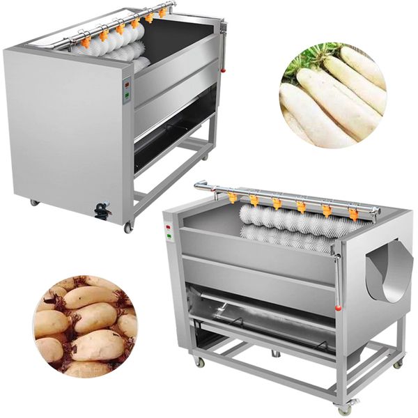 Commercial Electric Potato Cleaning Peeling Machine Stainless Steel Automatic Root Vegetables Washing Peeler