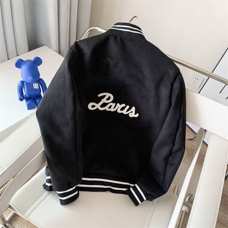 Women&#039;s Jackets Outerwear Classic Couple Baseball Uniform Jacket In Black think Streetwear Coat trend all-match