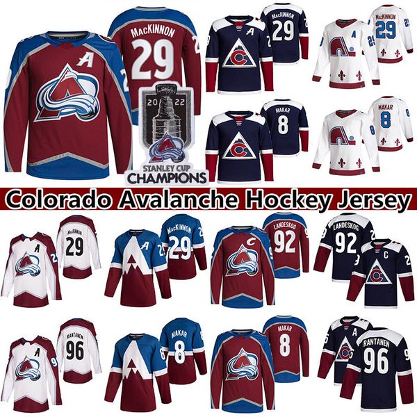 Colorado hockey jersey 2022 Stanley Cup Champions 29 Nathan MacKinnon 8 Cale Makar 96 Mikko Rantanen 92 Gabriel Landeskog 21 Peter Forsberg