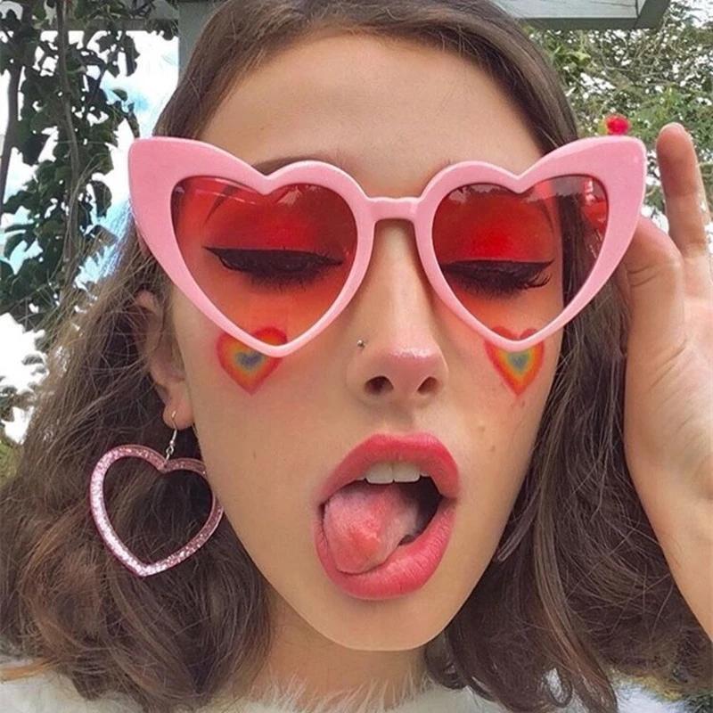 Sunglasses Love Heart Women Personality Big Frame Pink Sun Shades Glasses 2022 Eyeglasses UV400 EyewearSunglassesSunglasses