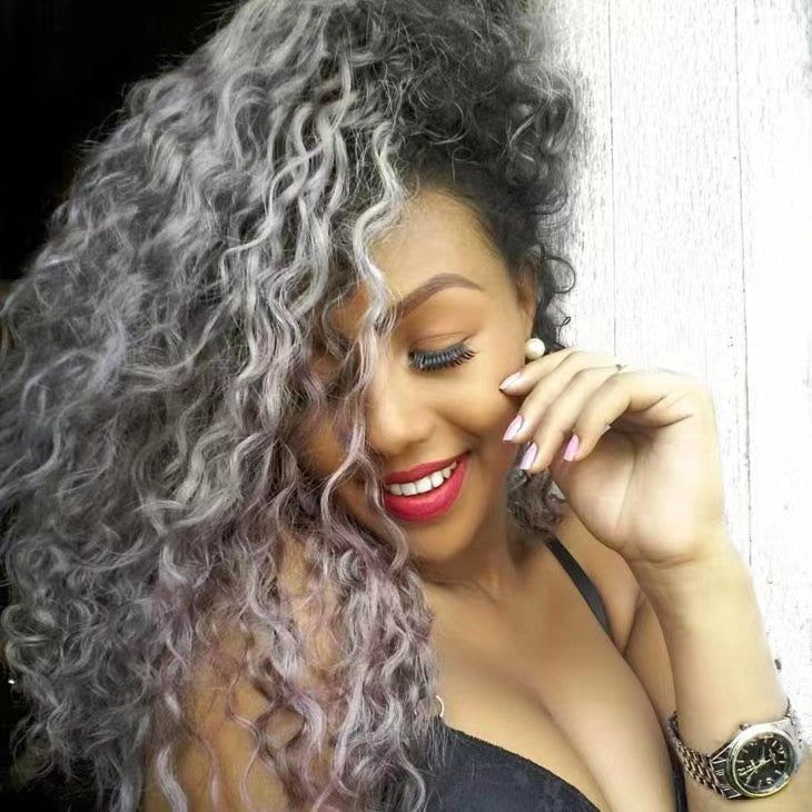 Diva2 Long curly grey ponytail hairpiece salt and pepper silver gray human hair pony tail extension 120g 140g 10-22inch