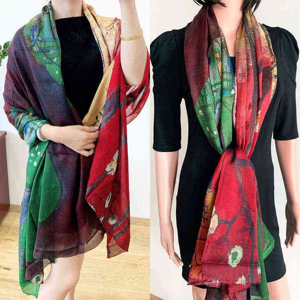 2RDL Printed silk scarves women&#039;s tourism sunscreen shawl foreign trade